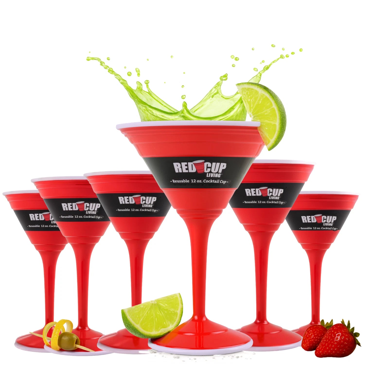 Reusable Red Plastic Cocktail Glasses with Stem, 12oz, Drinking Glasses | eBay