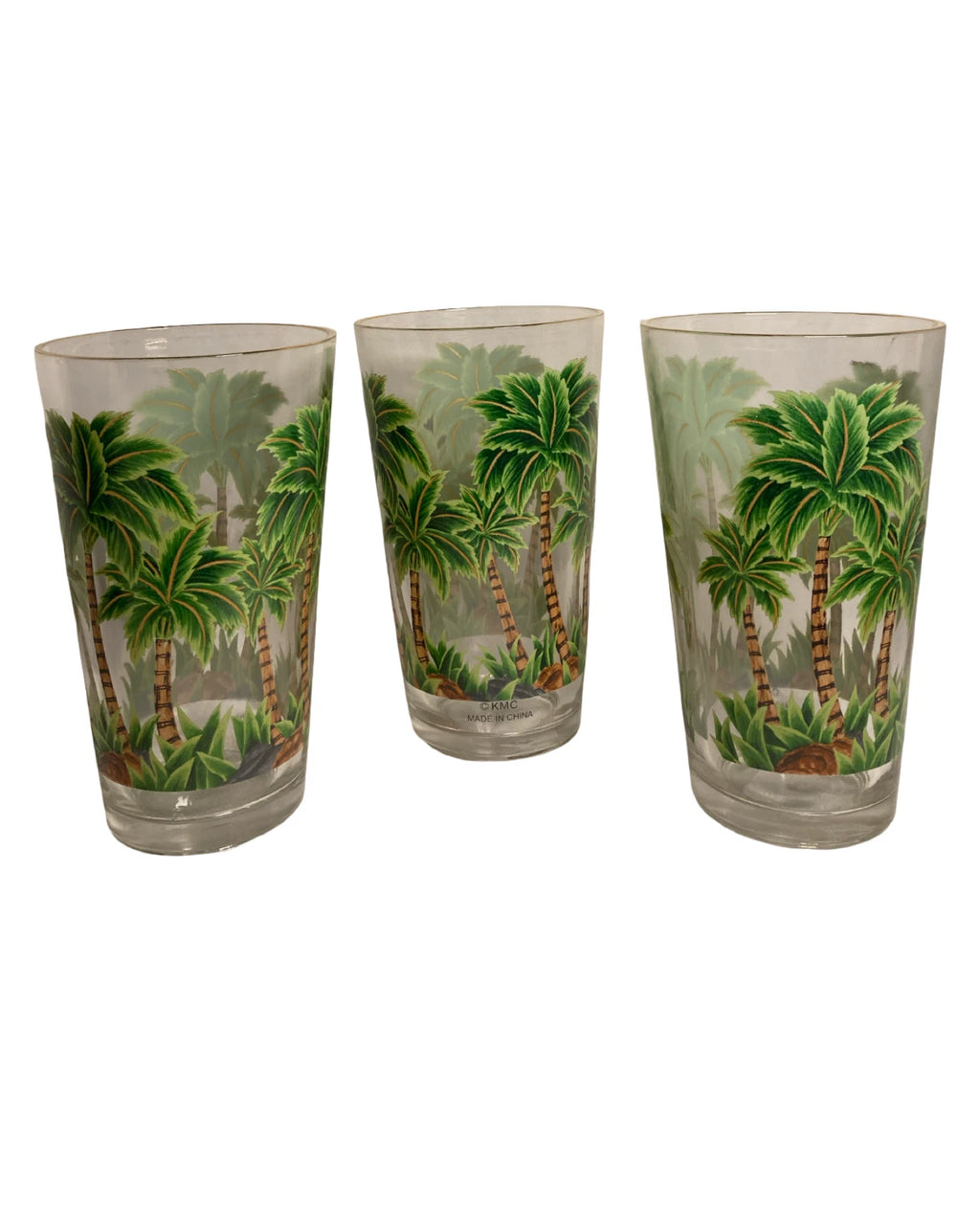 Six Tumbler Clear Glass with Palm Trees Design Acrylic 5.7" tall Set of 6 bundle | eBay