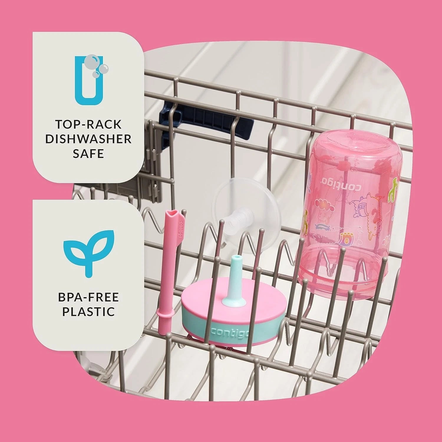 Contigo Leighton Kids Plastic 14oz (Pack of 2), Blue Raspberry & Azalea | eBay