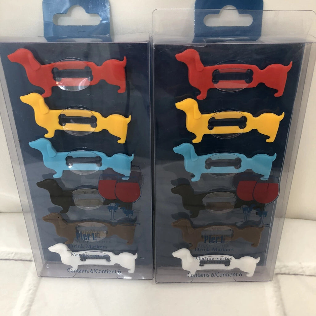 Pier 1 Drink Markers 2 Sets Of Dachshund Weiner Dog Glass Charms | eBay