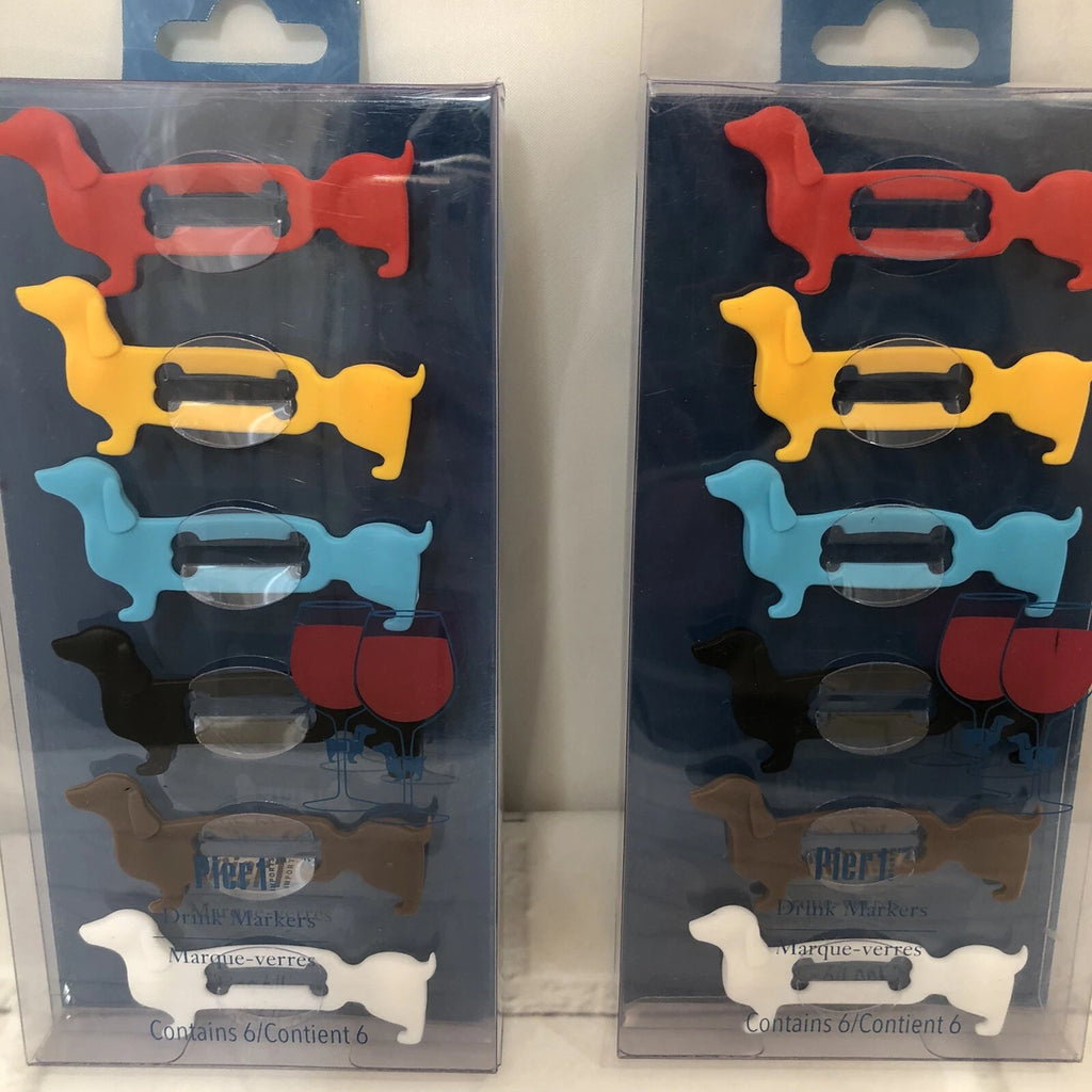 Pier 1 Drink Markers 2 Sets Of Dachshund Weiner Dog Glass Charms | eBay