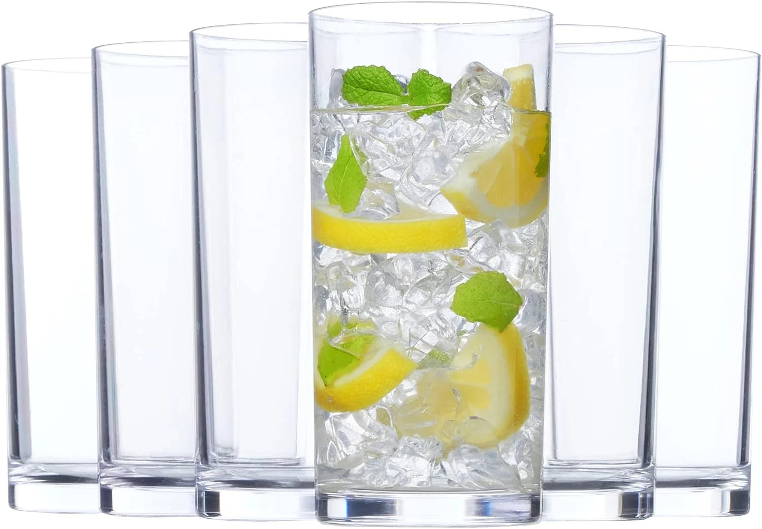 US Acrylic Classic Clear Plastic Reusable Drinking Glasses (Set of 6) 16Oz Water | eBay