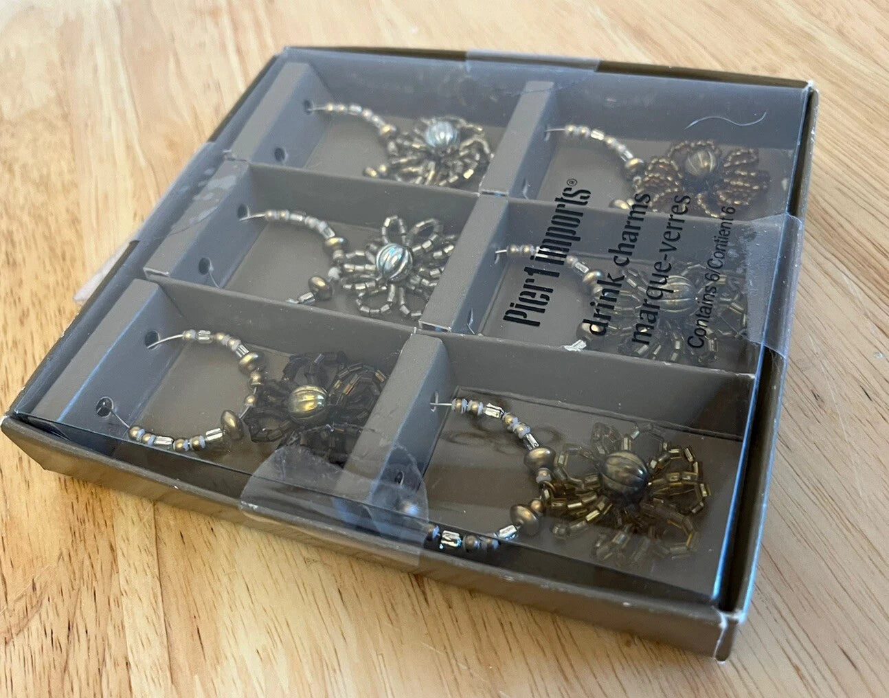 6 Boho Wine Glass Charms Pier 1 Beaded Flowers New in Pkg Set of 6 Bohemian Hip | eBay