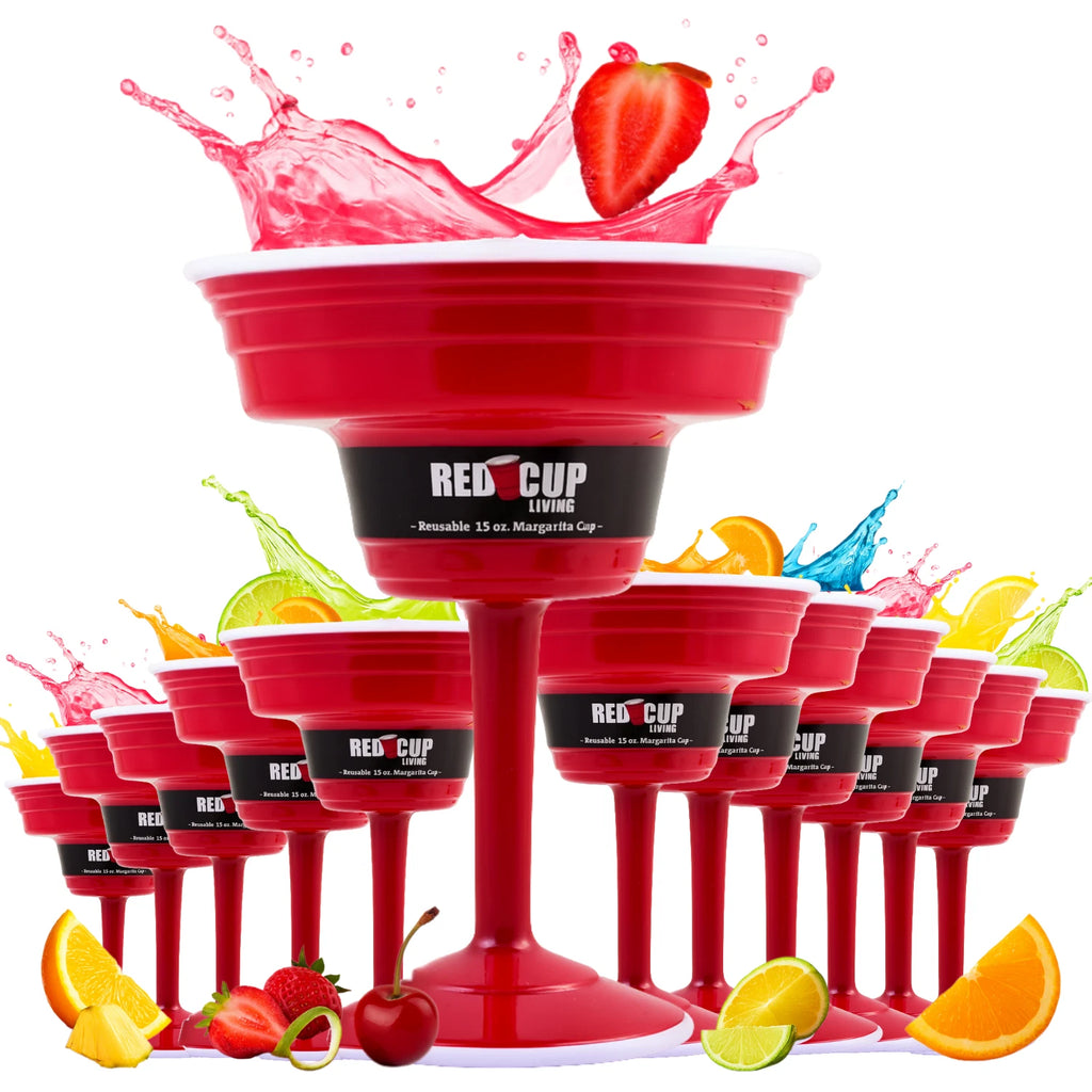 Reusable Red Plastic Margarita Glass with Stem, 15oz, Sturdy Drinking Glasses | eBay