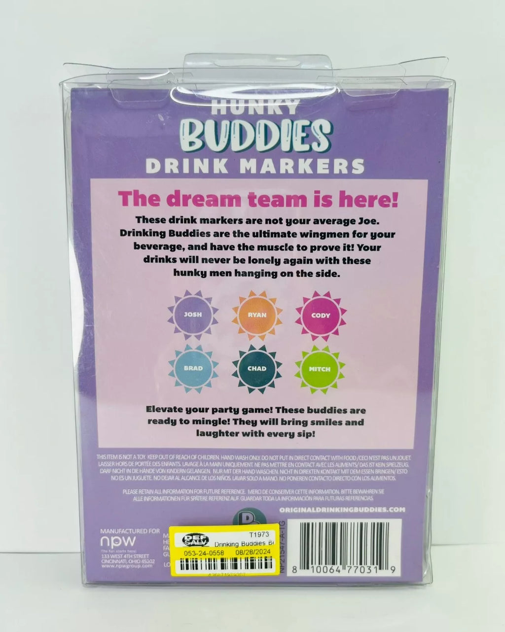 Drinking Buddies Hunky Drink Markers Set Of 6 The Dream Team Is Here | eBay