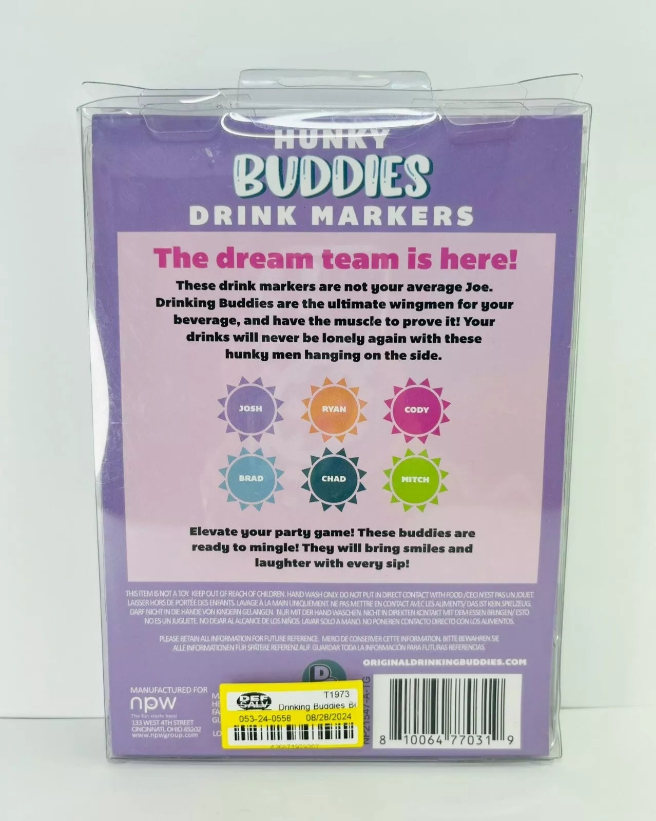 Drinking Buddies Hunky Drink Markers Set Of 6 The Dream Team Is Here | eBay
