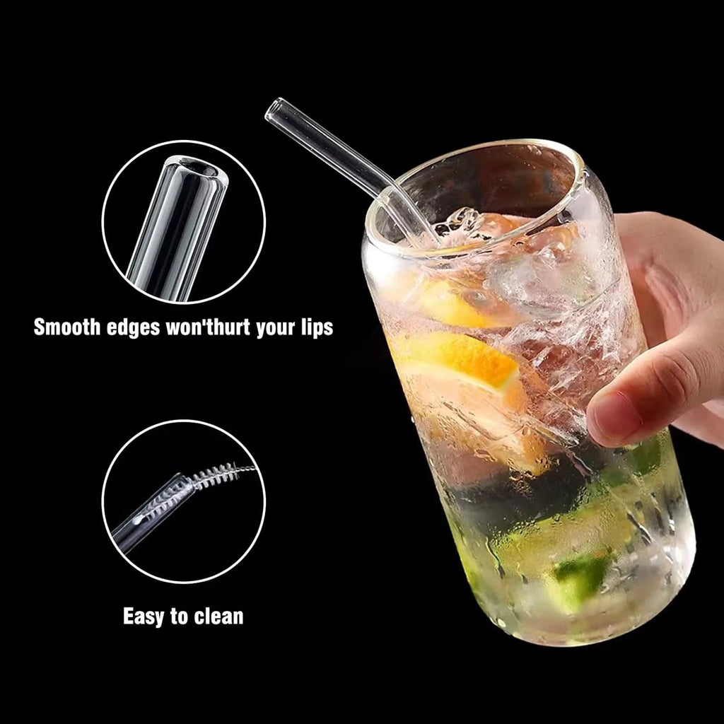Glass Straws 6 Pack, Reusable Clear Drinking Straws-6 Bent Straws with 1 Clean B | eBay