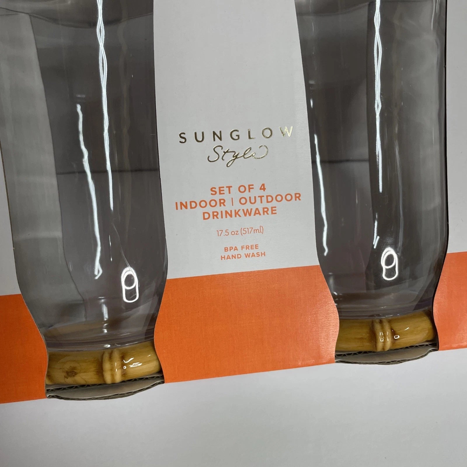 Sunglow Style Set Of 4 Indoor Outdoor Glasses Cups Bamboo 20 Oz NIB | eBay