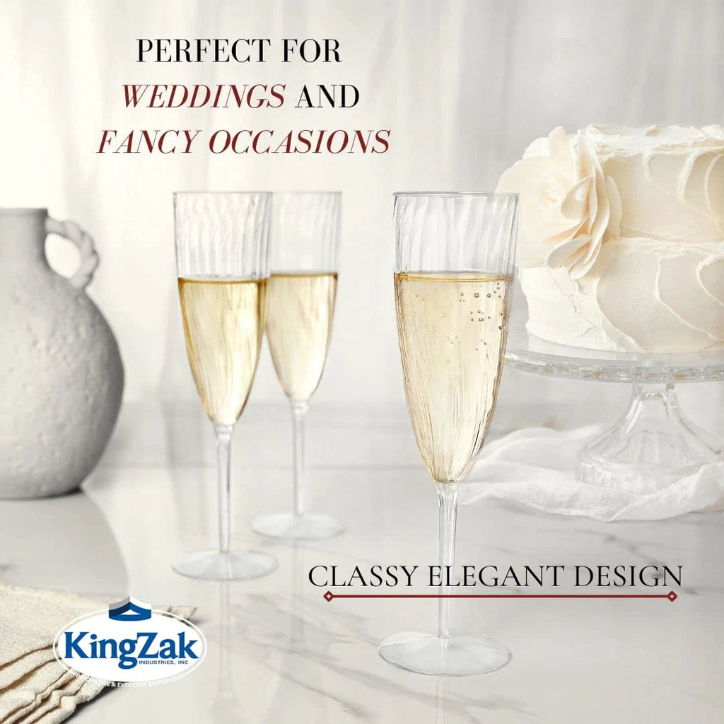 96 Count Premium 6 oz. Clear Plastic Champagne Flutes | Elegant Disposable | eBay