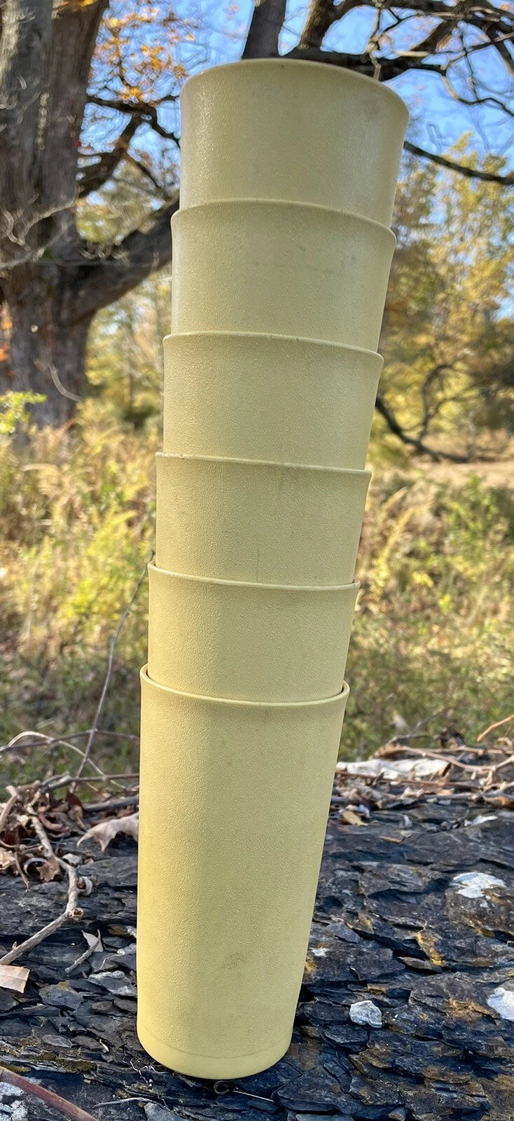 Vintage Tupperware 6 Plastic Cups Tumblers Harvest Gold | eBay