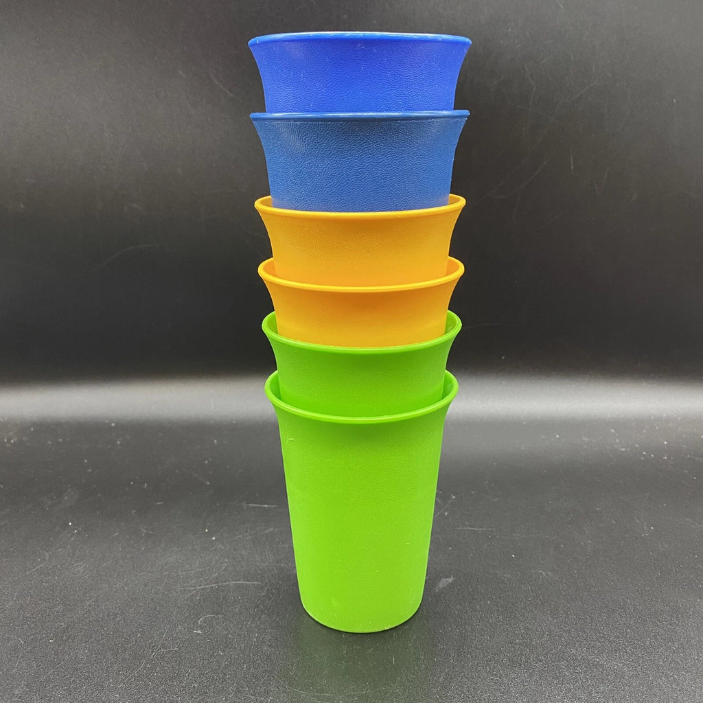 Lot of 6 Vtg Tupperware Primary Colors 8 oz Cups Kids 109 Stacking Bell Tumblers | eBay