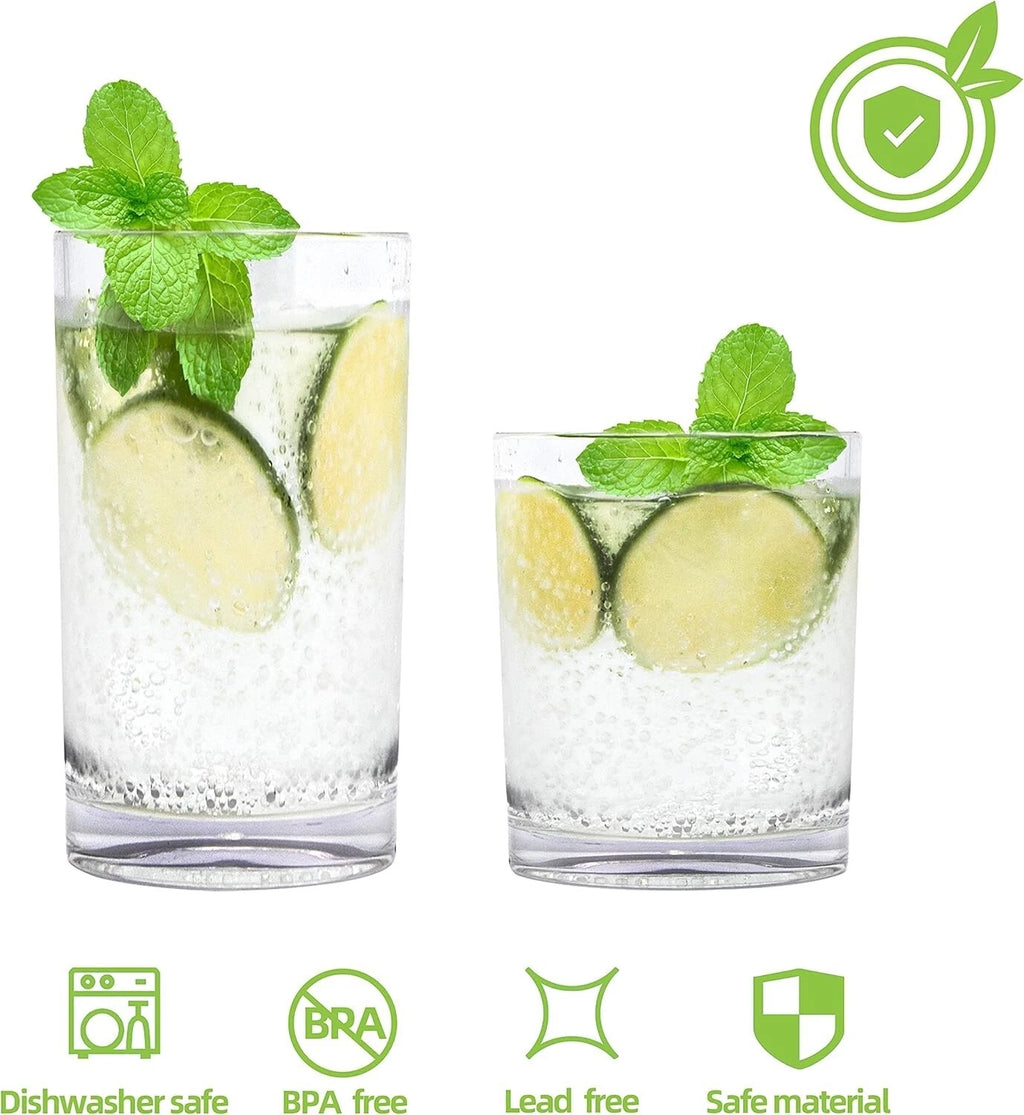 Set of 12 Reusable Shatterproof Drinking Glasses - BPA Free Acrylic Tumblers | eBay