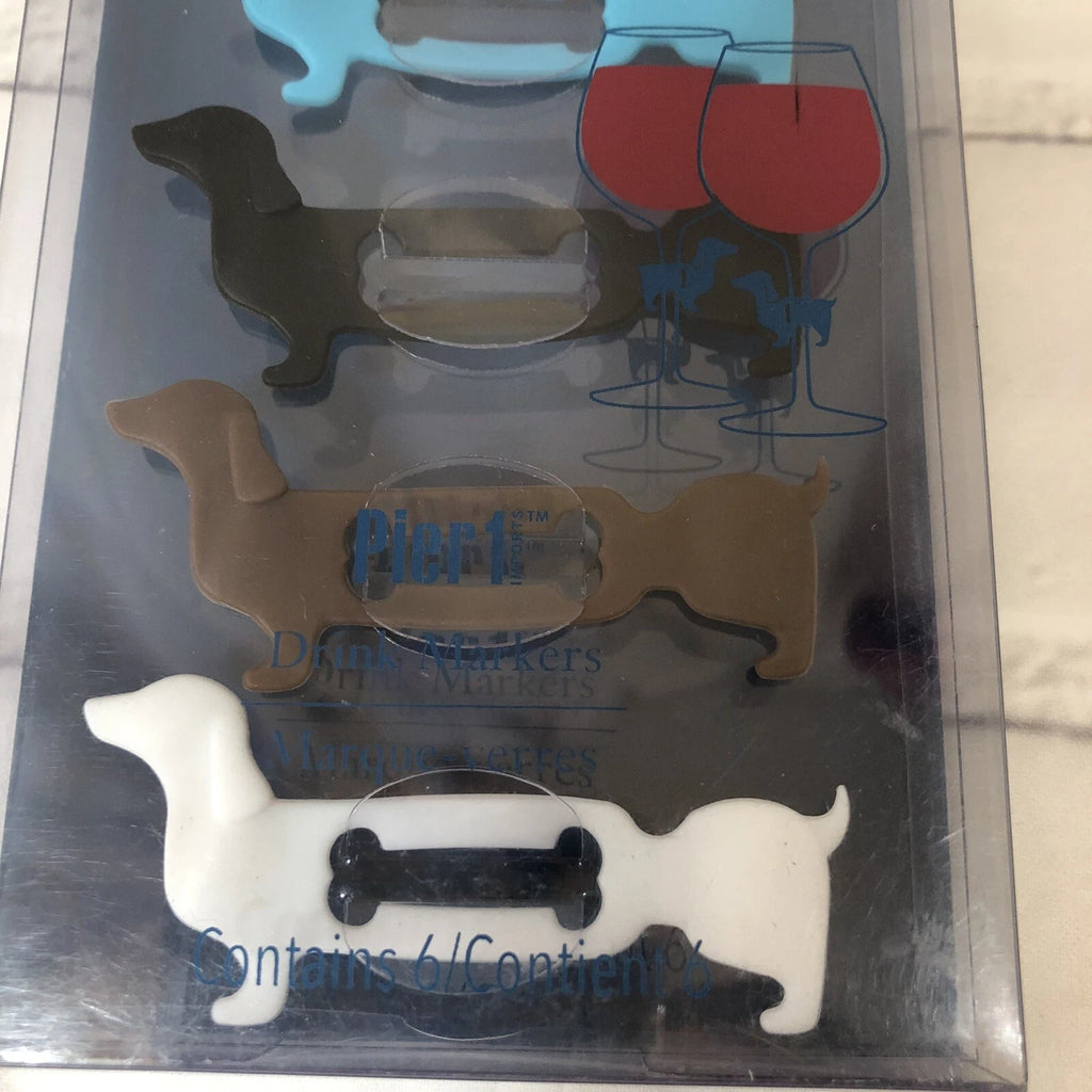 Pier 1 Drink Markers 2 Sets Of Dachshund Weiner Dog Glass Charms | eBay