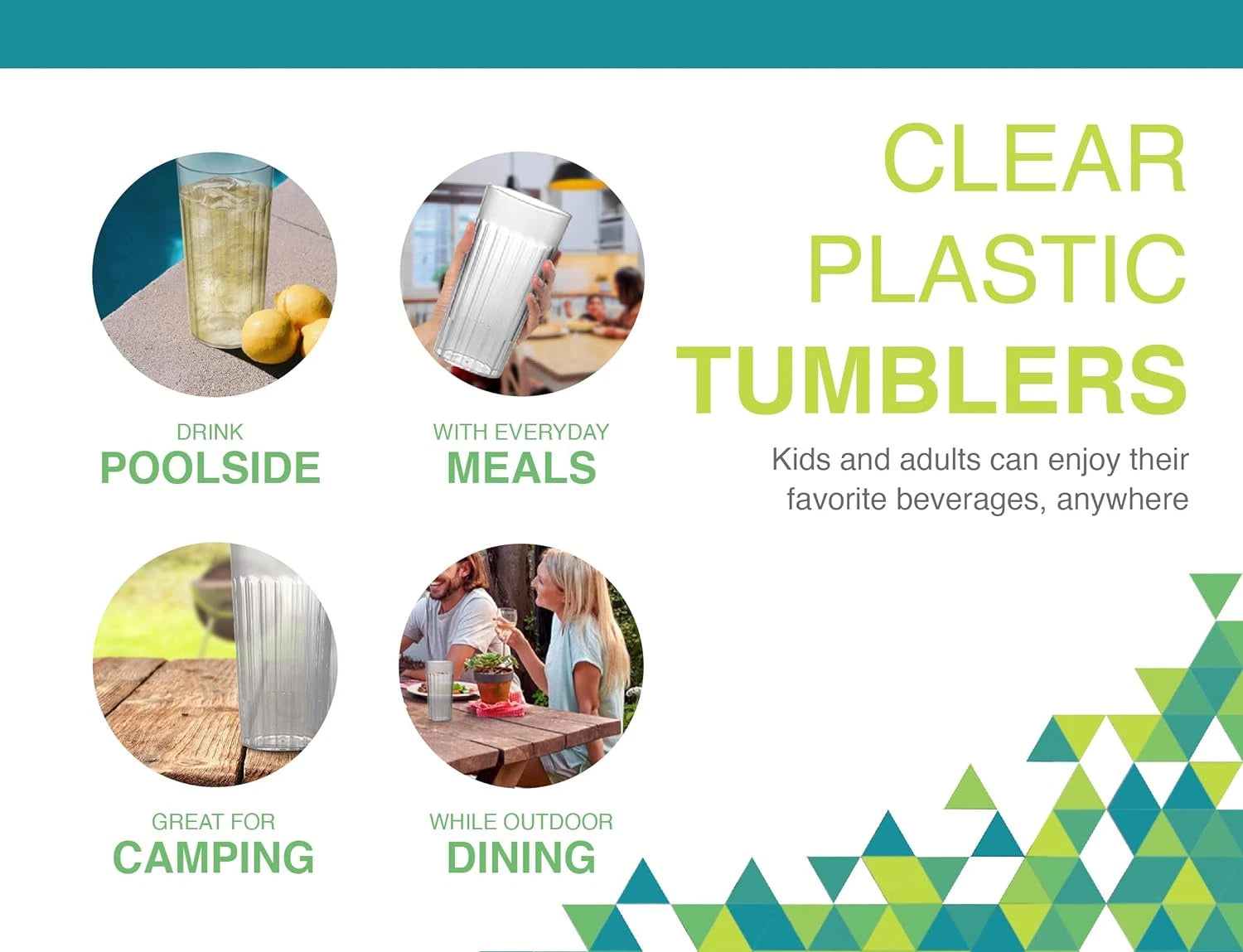 16 Oz Clear Plastic Tumblers, Set of 6 - Made in the USA, BPA Free Plastic | eBay