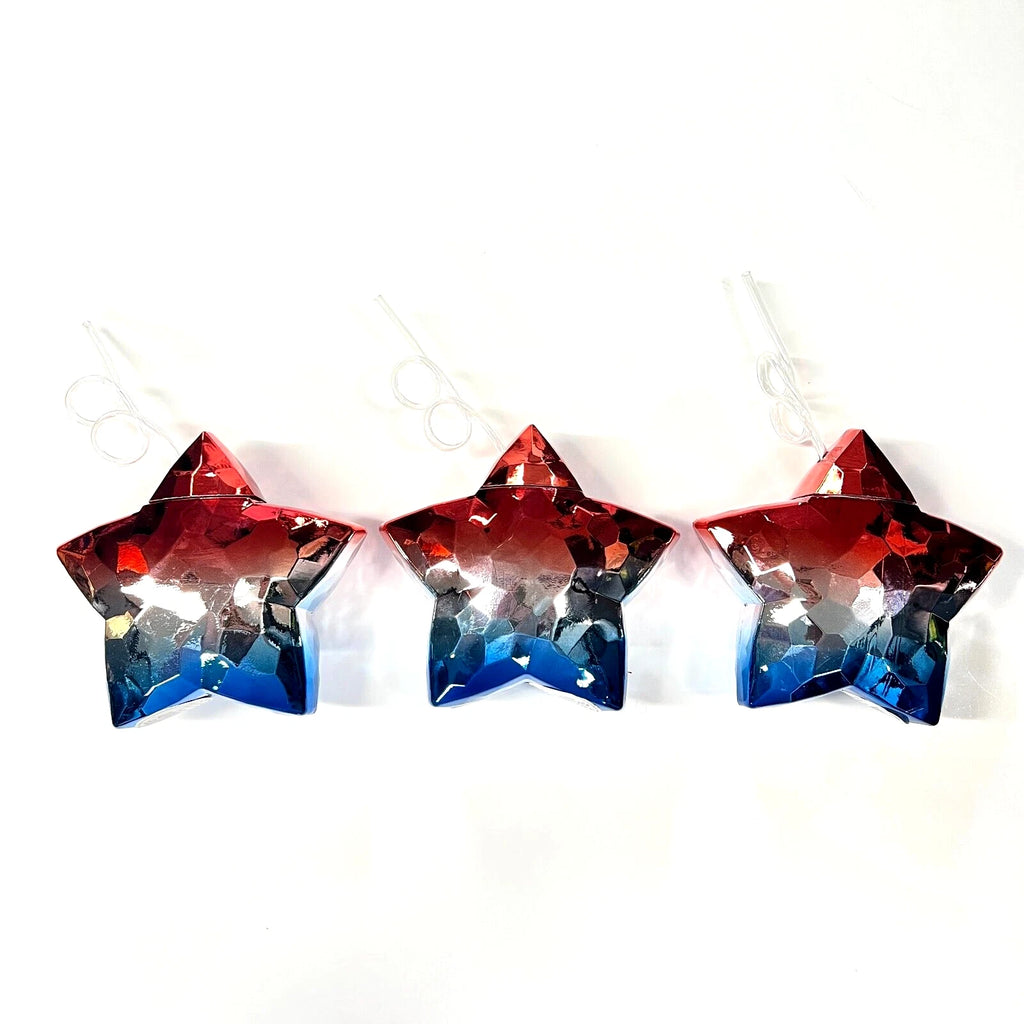 3 Pack Star Drink Tumbler Cup Straw 18.6 fl oz Beverage Red White Blue Patriotic | eBay