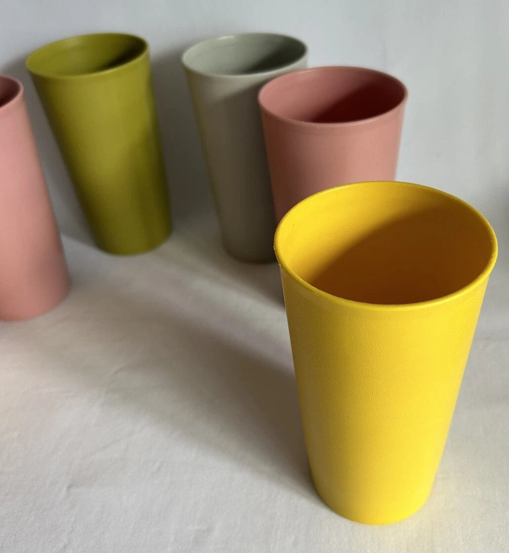Vintage Tupperware #873 Multi Color Drink Cups 12 Ounce Tumblers 5.5” H Lot Of 6 | eBay