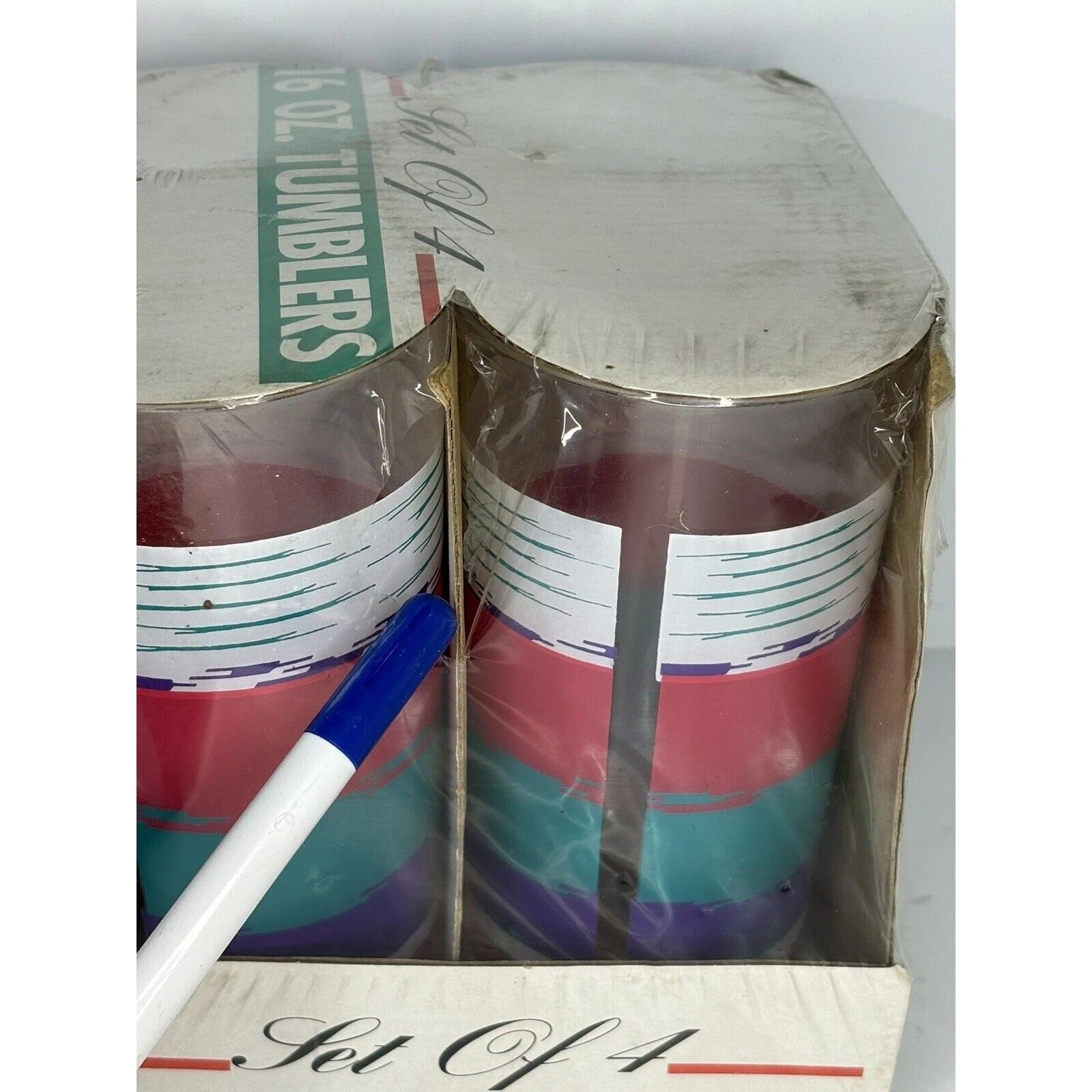 NWT Vintage Summer Set of 4 Hi-Ball Tumblers 16 oz Retro Acrylic Cup 90s? | eBay