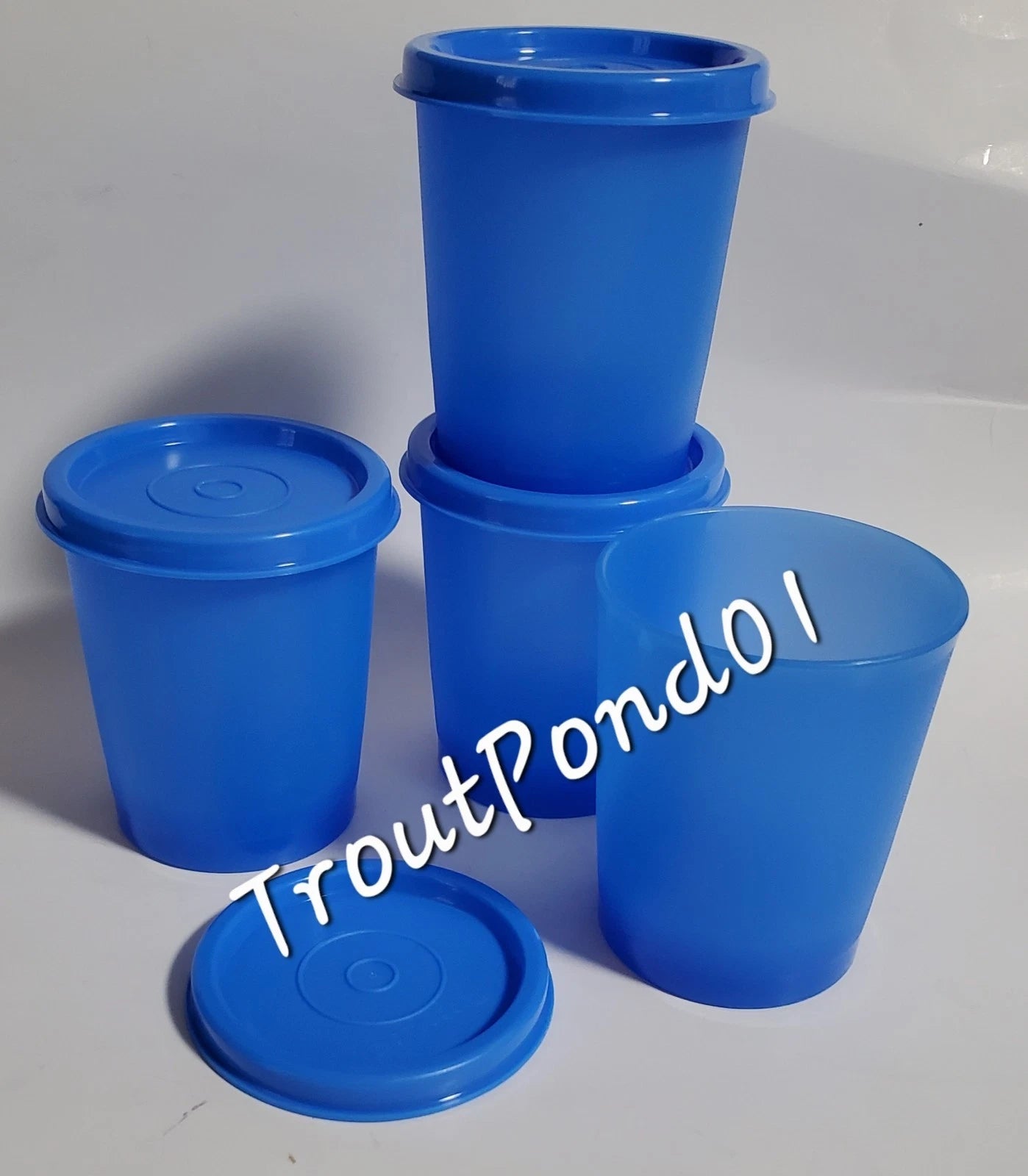 Tupperware Tumblers Small 6 oz Cups Vtg Style Textured Weighted Bottom Lids Blue | eBay