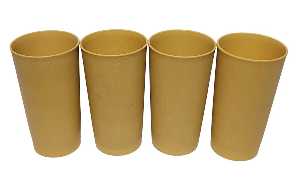 4 Vintage Tupperware #873 Yellow Drink Cups 12 Ounce Tumblers M22 | eBay