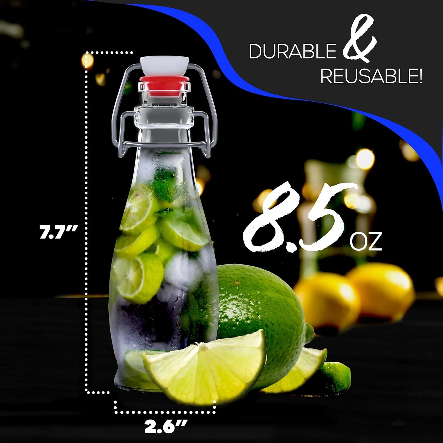 8.5 Oz Swing Top Glass Bottles |Set of 6 Flip Top Glass Bottle with Stopper | Gl | eBay