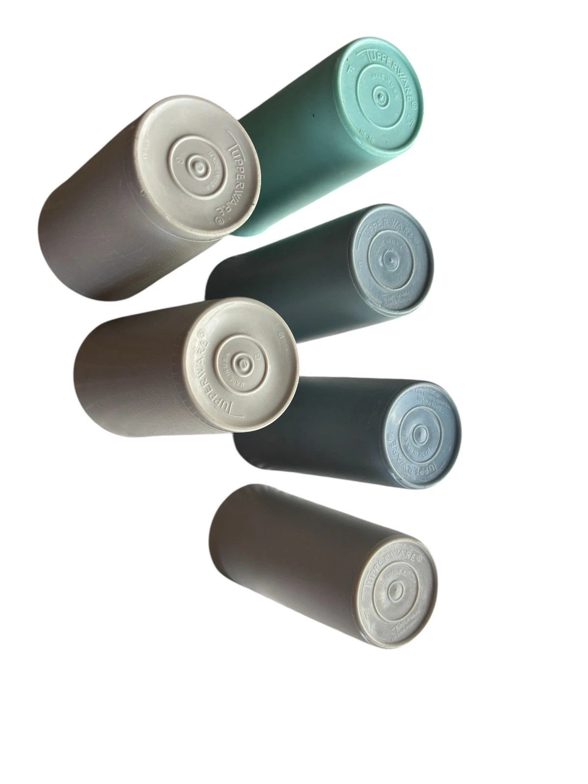 Lot of 6 Vintage Tupperware #873 & 115 Gray / Turq.Color Tumblers 12 Oz Cups | eBay