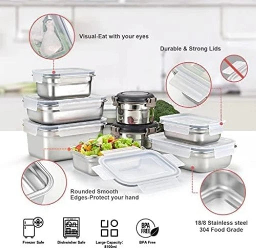 Stackable Airtight 12PC Food Storage Containers with BPA-Free Lids - Family Size | eBay