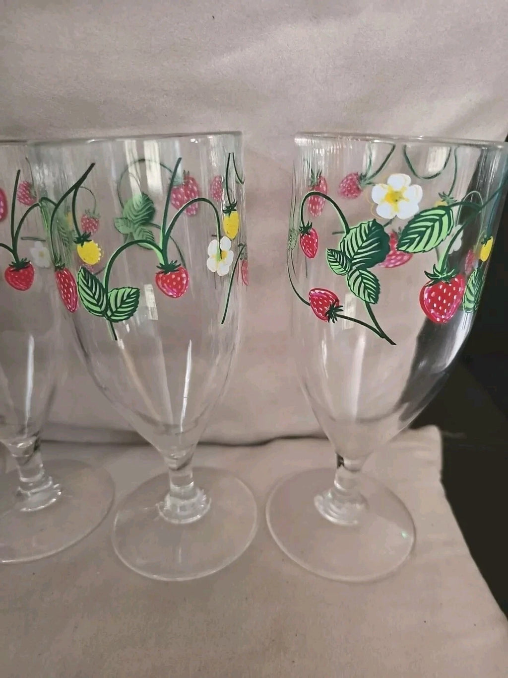 Hand Painted Strawberries Plastic Wine Goblets Set Of 4 | eBay