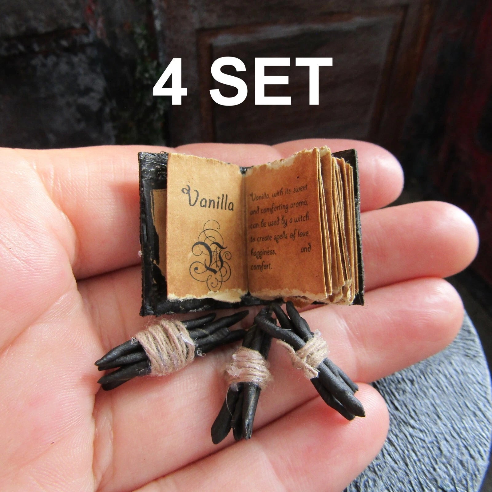 Witch dollhouse miniatures Miniature book Fairy potion jars Halloween decoration | eBay