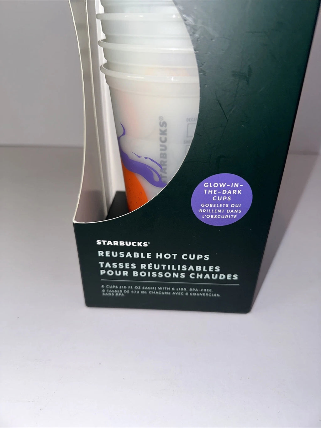 Starbucks Halloween 2022 Set of 6 Reusable Glow In The Dark Hot Cups NEW in Box | eBay