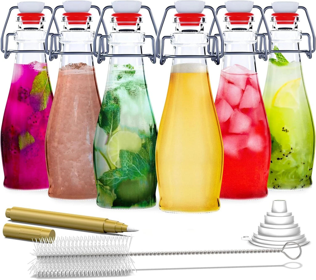All-in-One 6 Pack Clear Glass Bottles with Airtight Lids & Personalization Kit | eBay