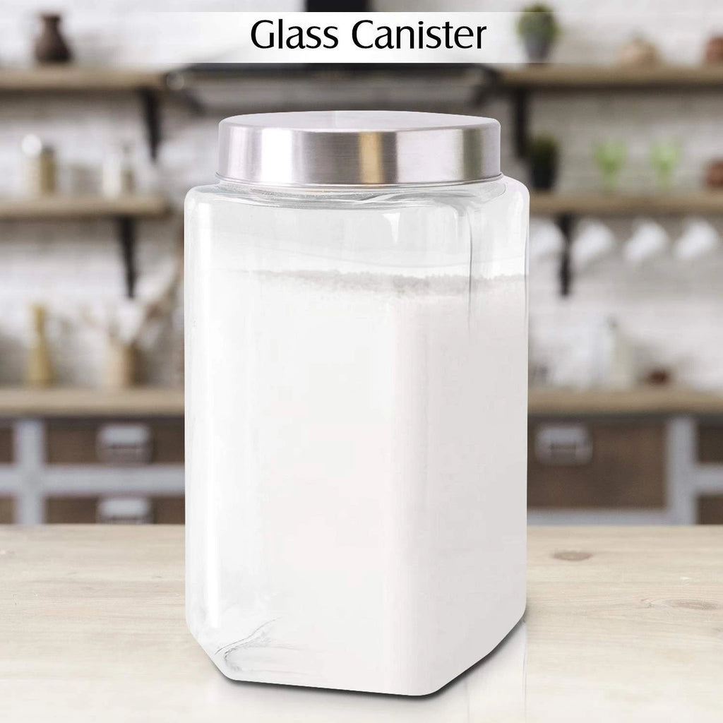 Glass Canisters for Kitchen – Set of 3 Large Food Storage 70oz, Square | eBay