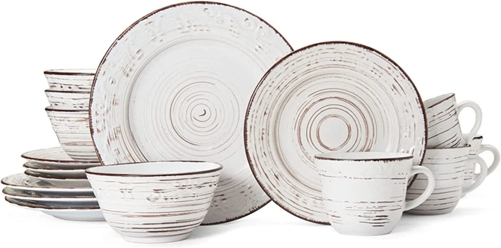 Trellis White 16-Piece Dinnerware Set, Service for 4, Distressed White | eBay