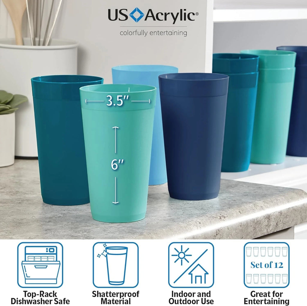 Elegant 20oz Coastal Water Tumblers – Unbreakable Plastic Set of 12 for Parties | eBay