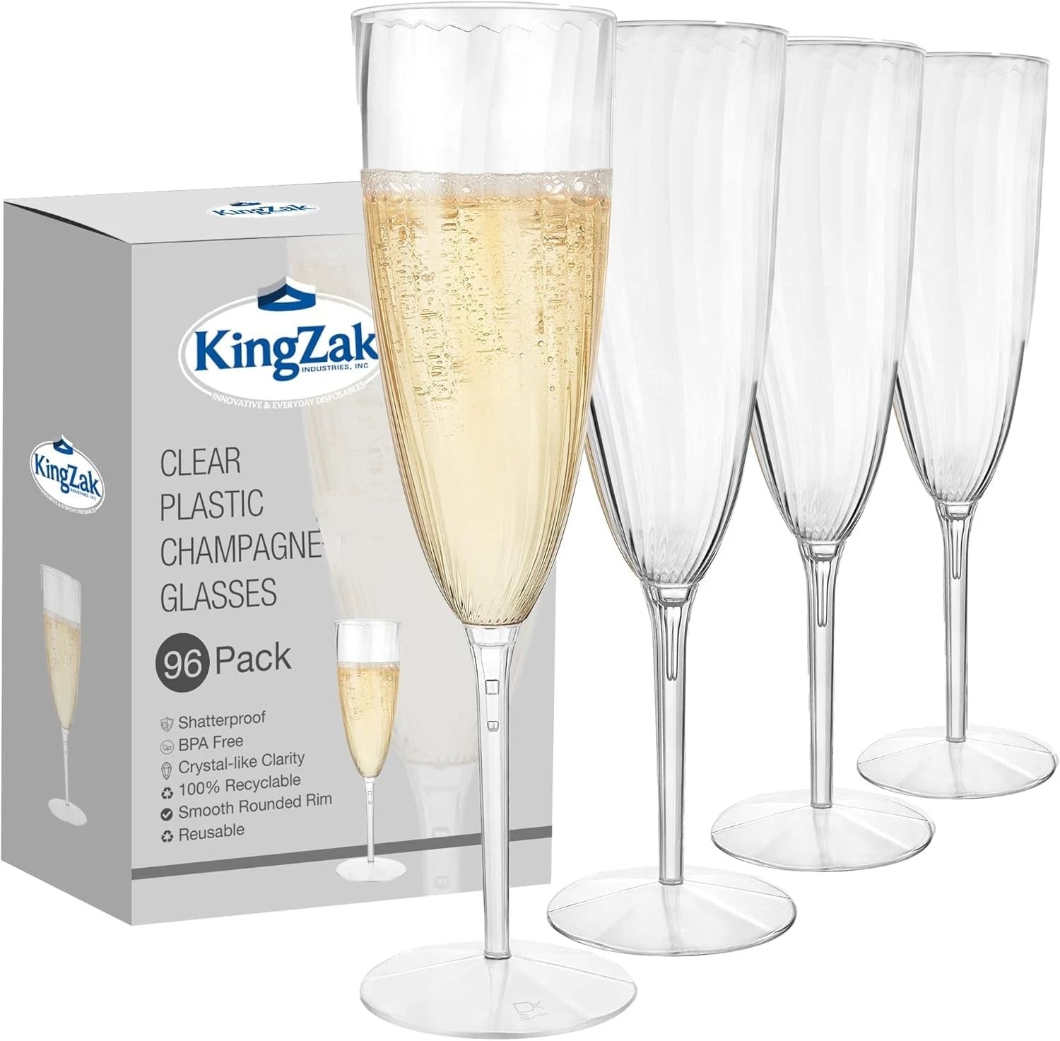 96 Count Premium 6 oz. Clear Plastic Champagne Flutes | Elegant Disposable | eBay