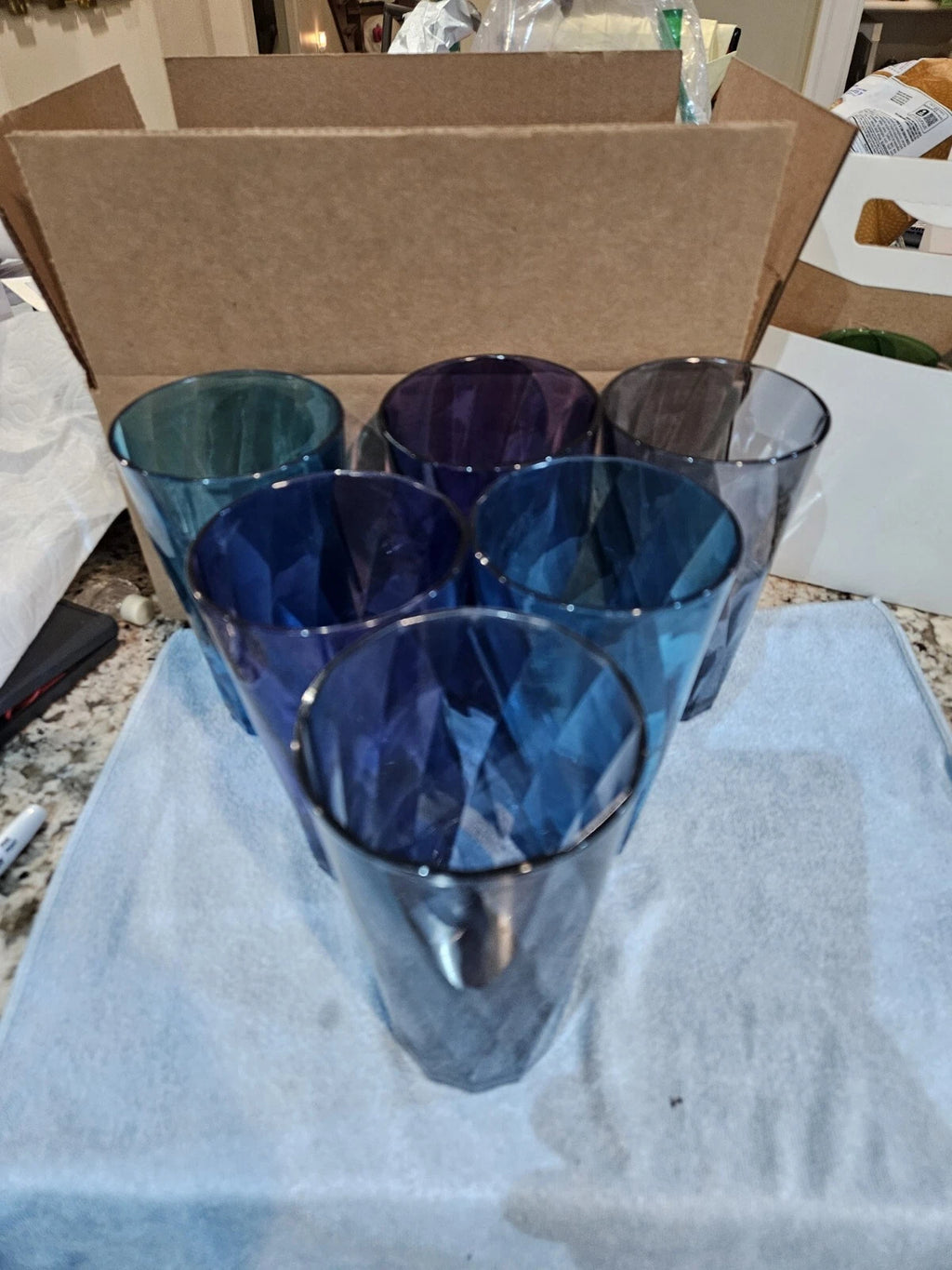 Optix Plastic Reusable Drinking Glasses set Of 6 20oz Water Cups In Coastal Co | eBay