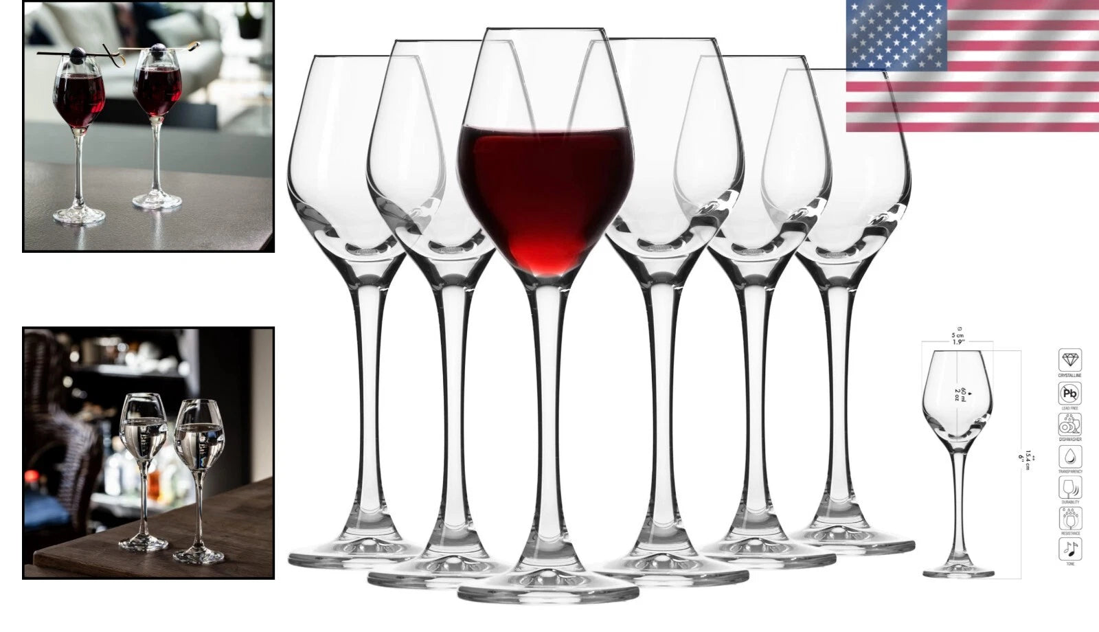 Splendour Collection: 6 Stemmed Liqueur Glasses for Tasting - | eBay