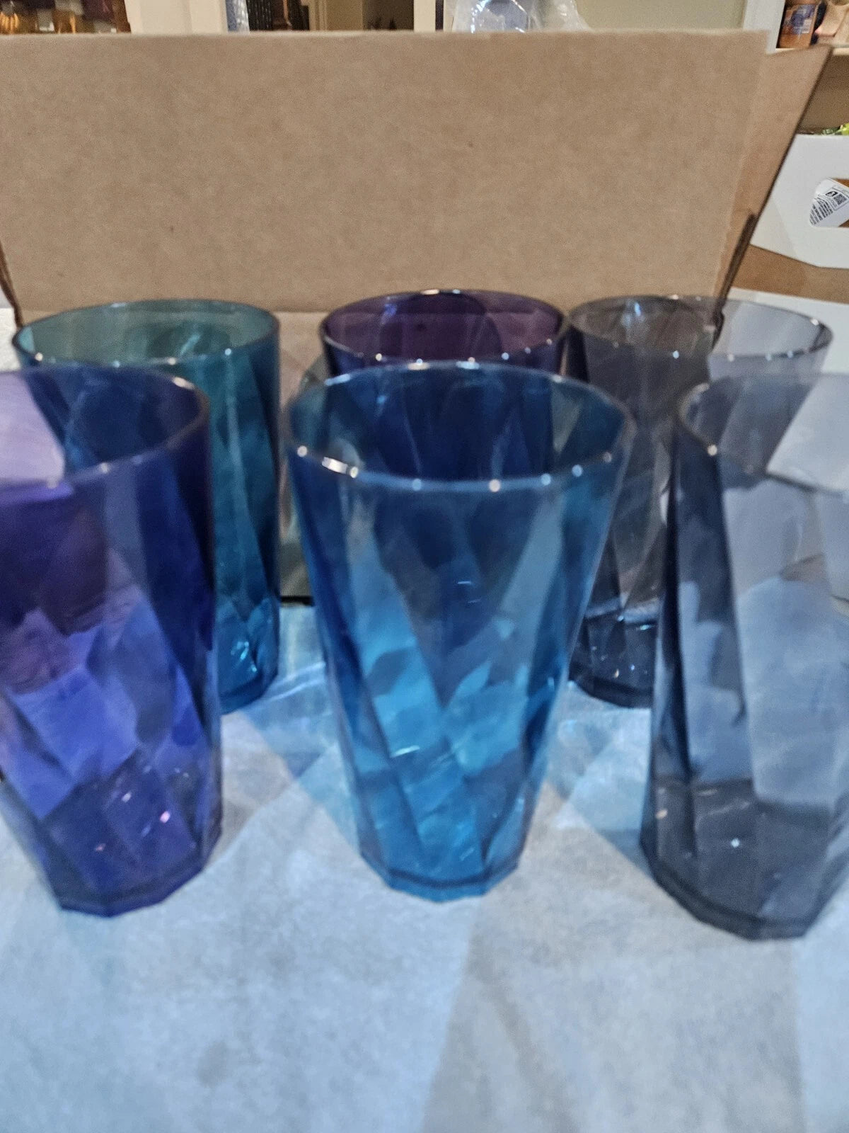 Optix Plastic Reusable Drinking Glasses set Of 6 20oz Water Cups In Coastal Co | eBay