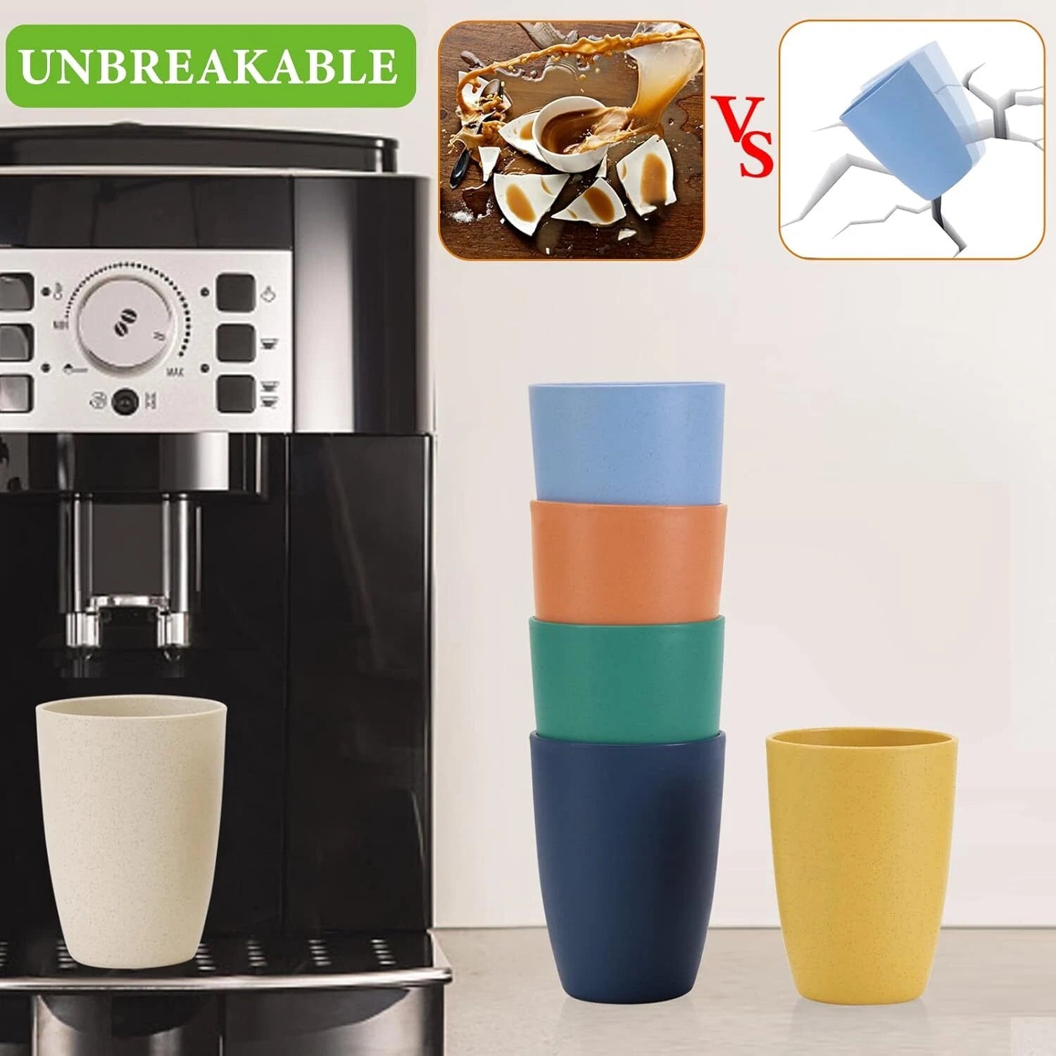 Mfacoy Wheat Straw Cups Set of 6, 12 Oz Unbreakable Drinking, Reusable, Stackabl | eBay