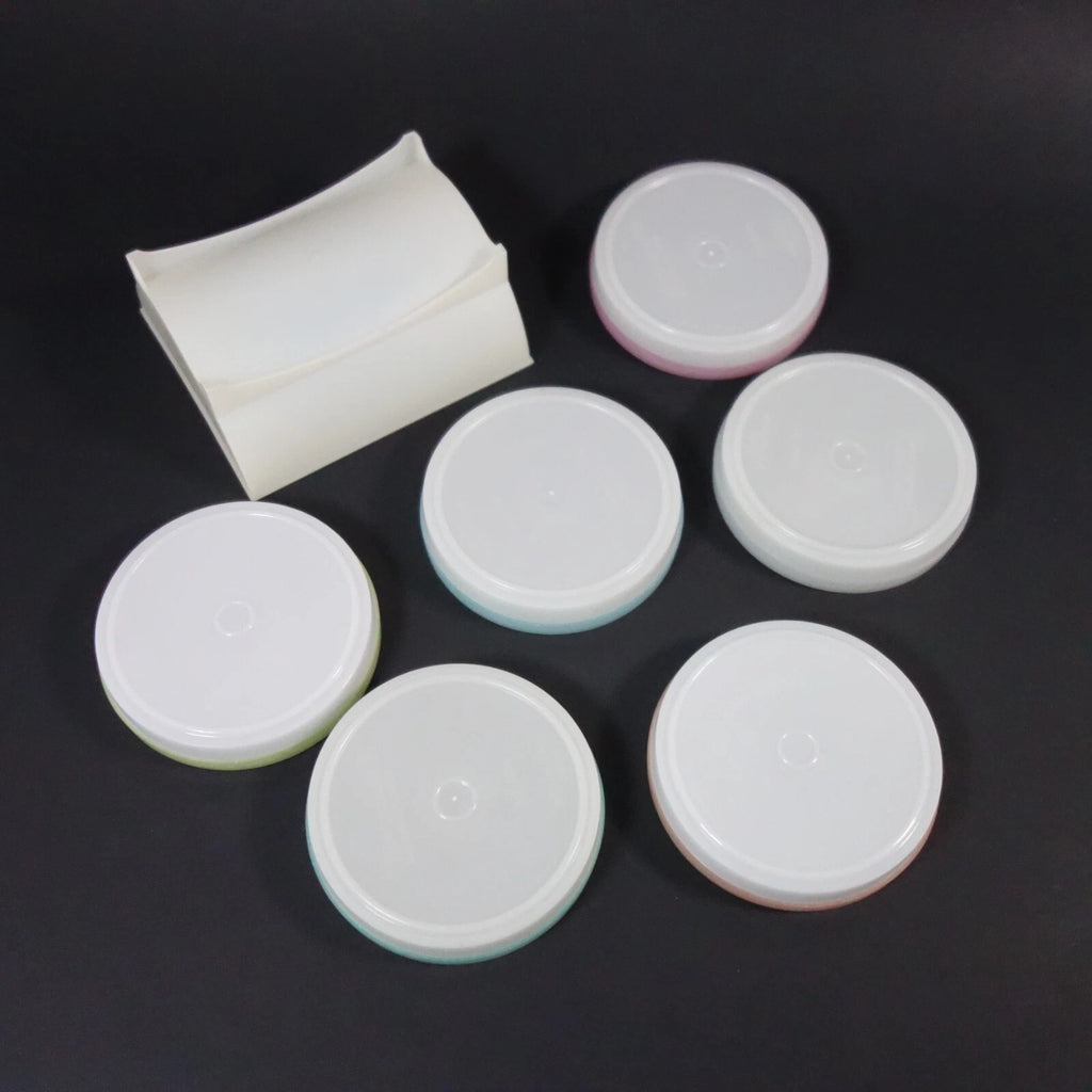 Tupperware Wagon Wheel Coasters 567 Caddy Rack Holder Foam Set of 6 Vintage | eBay