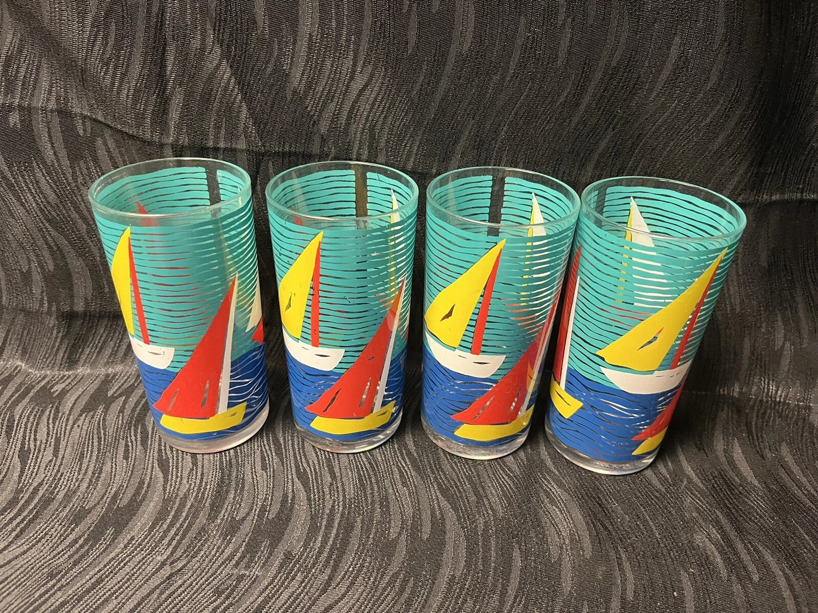 Vtg Set of ( 4 ) 16oz Gucki Stotter Acrylic Tumbler Glasses Sailboats 80s Ocean | eBay