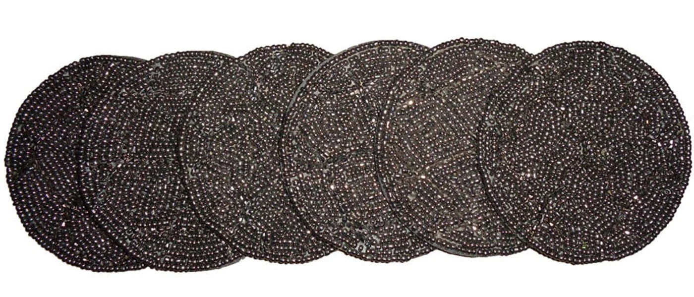 Wedding Coaster set of 6 drink coasters Handmade grey beads hand beaded gift | eBay