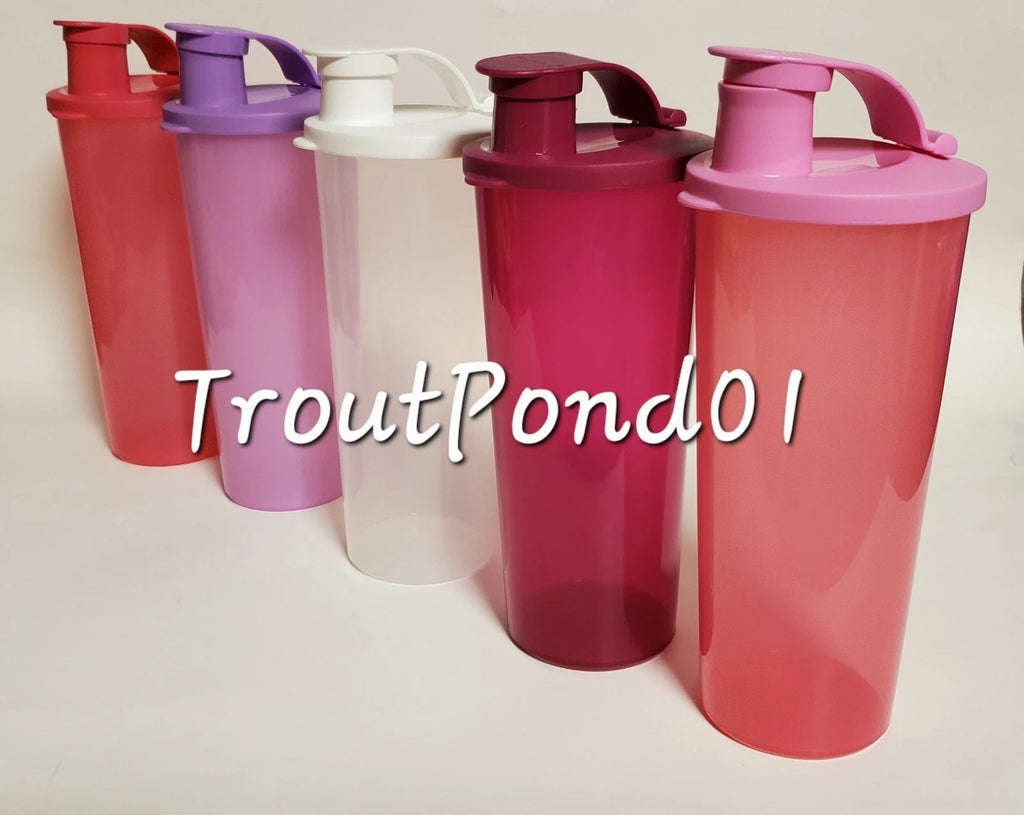 Tupperware Tumblers 16 oz Tumbler Set 5 Flip Top Lids Mixed Lot of Colors New | eBay