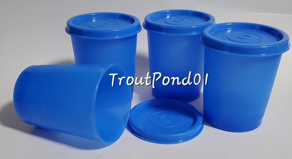 Tupperware Tumblers Small 6 oz Cups Vtg Style Textured Weighted Bottom Lids Blue | eBay
