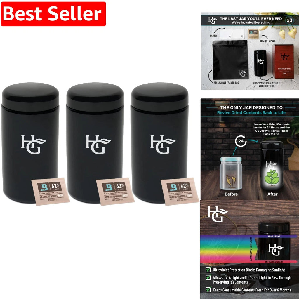 Durable Round Airtight Jar Set with UV Glass - Stylish Storage Solution | eBay