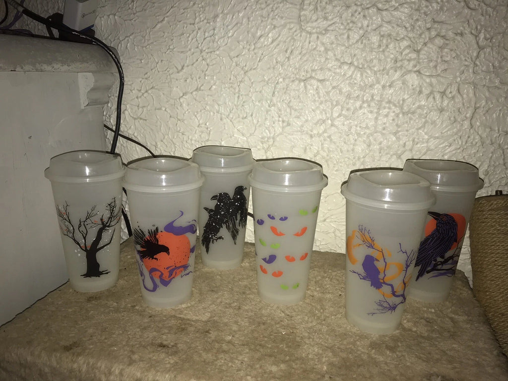Starbucks Halloween 2022 Set Of 6 Reusable Glow In The Dark Hot Cups Limited | eBay