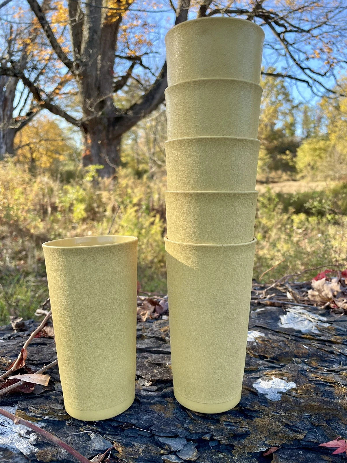 Vintage Tupperware 6 Plastic Cups Tumblers Harvest Gold | eBay