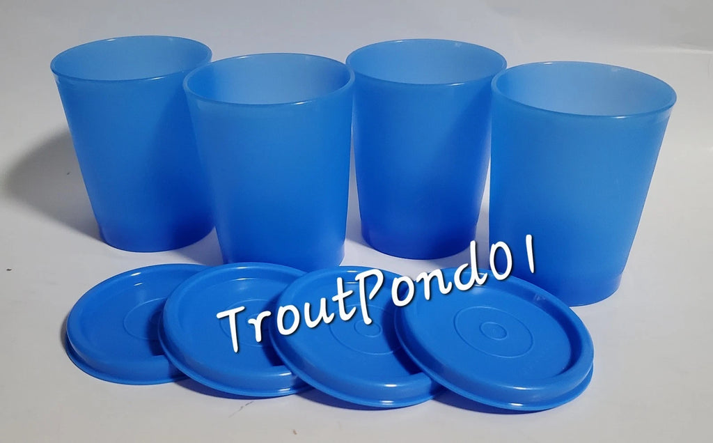 Tupperware Tumblers Small 6 oz Cups Vtg Style Textured Weighted Bottom Lids Blue | eBay