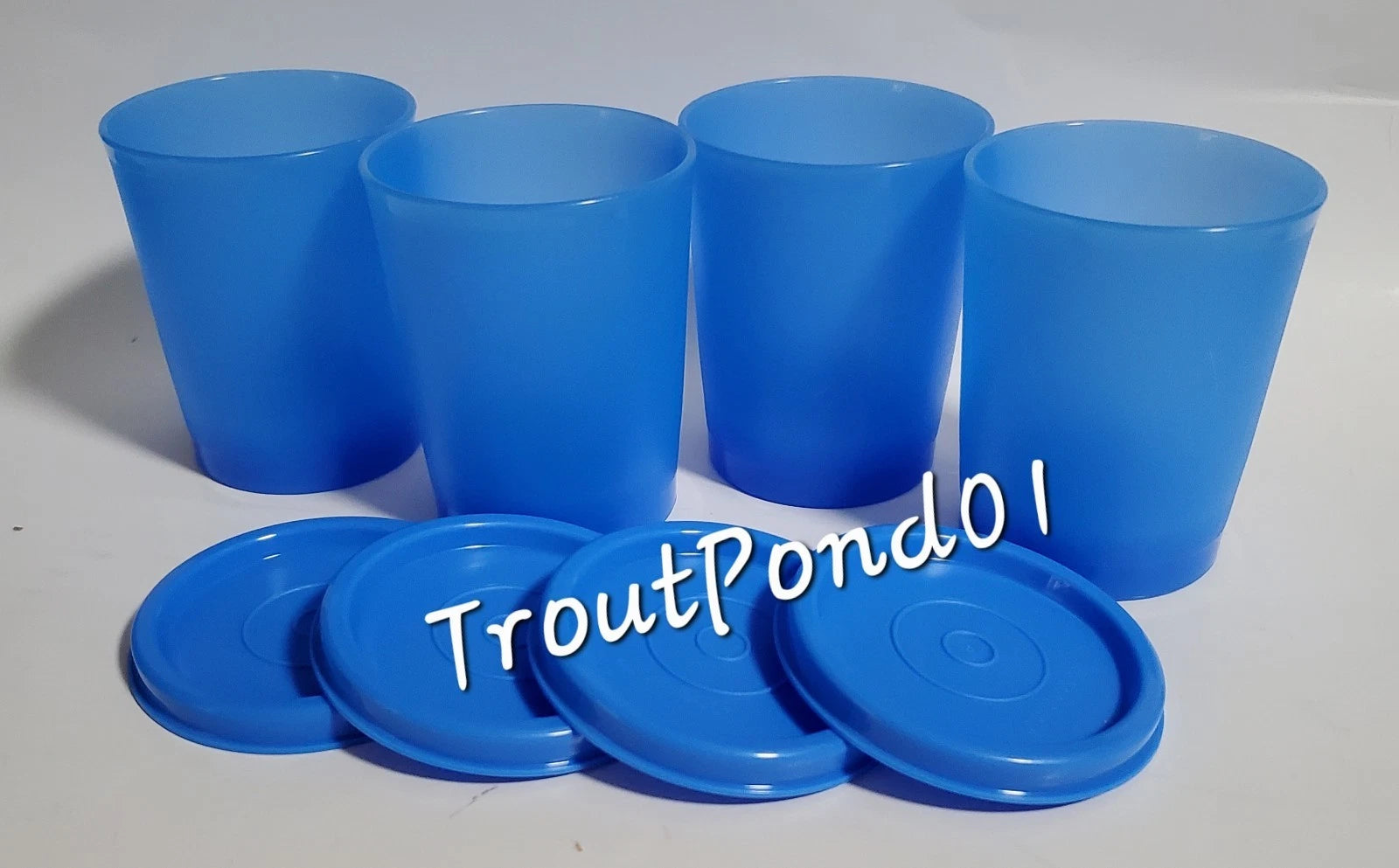 Tupperware Tumblers Small 6 oz Cups Vtg Style Textured Weighted Bottom Lids Blue | eBay