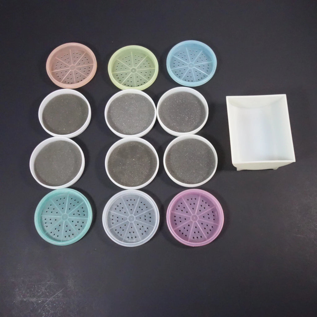 Tupperware Wagon Wheel Coasters 567 Caddy Rack Holder Foam Set of 6 Vintage | eBay