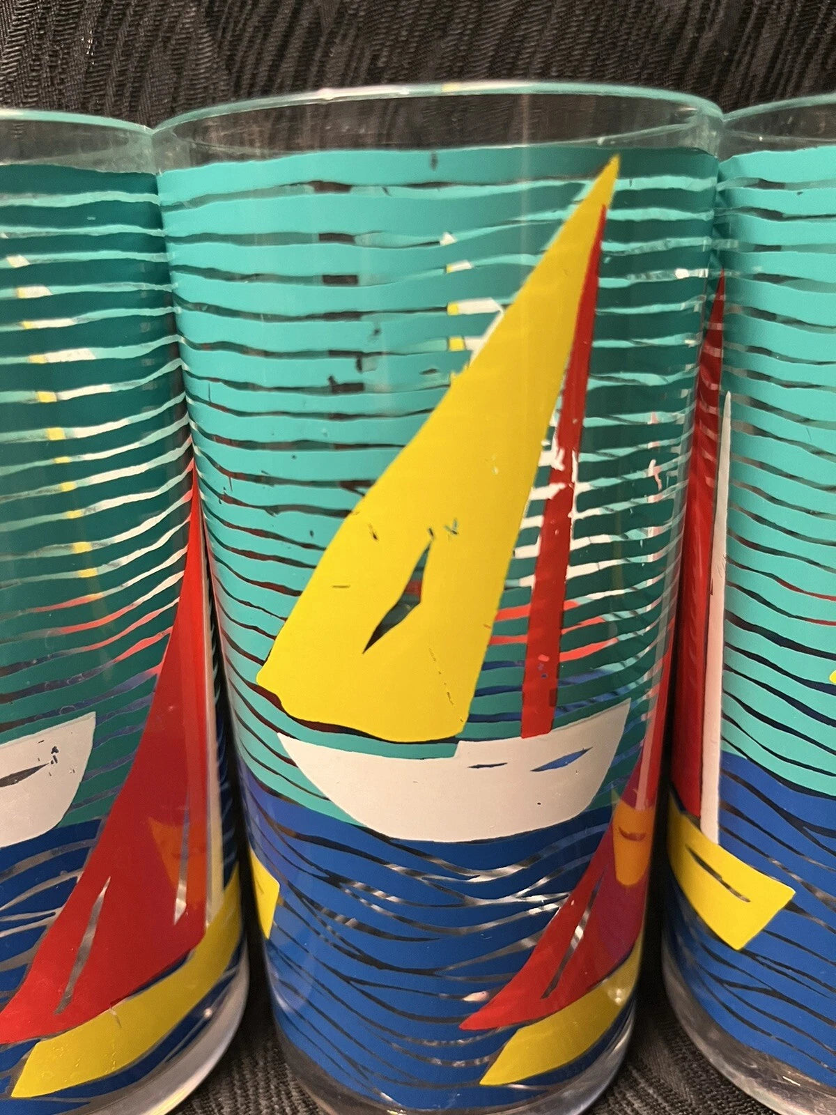 Vtg Set of ( 4 ) 16oz Gucki Stotter Acrylic Tumbler Glasses Sailboats 80s Ocean | eBay